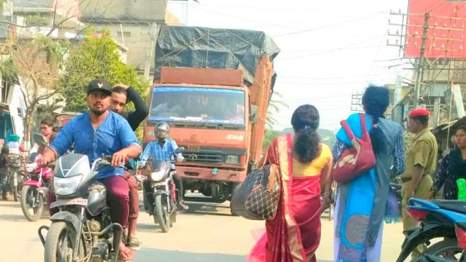 Heavy vehicle 1 A goods-carrying truck seen in Pathsala town during day time..