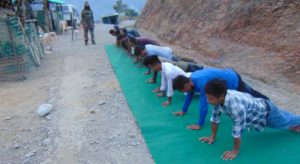 Youths being trained ahead of Likabali recruitment rally.