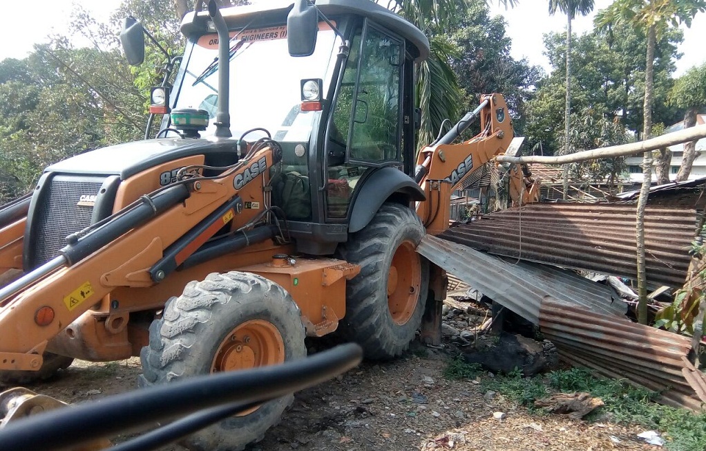 Eviction drive near Kokrajhar Railway Station. Assam