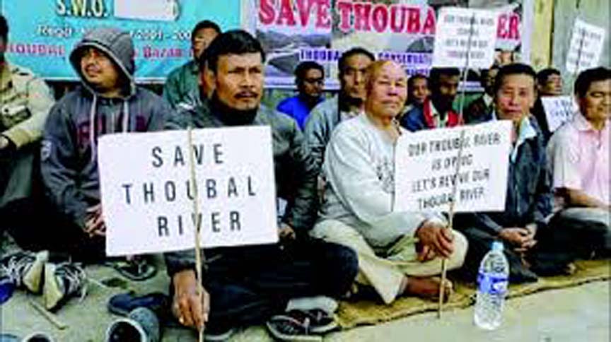 File picture of protestors asking the Manipur government to save river Thoubal.