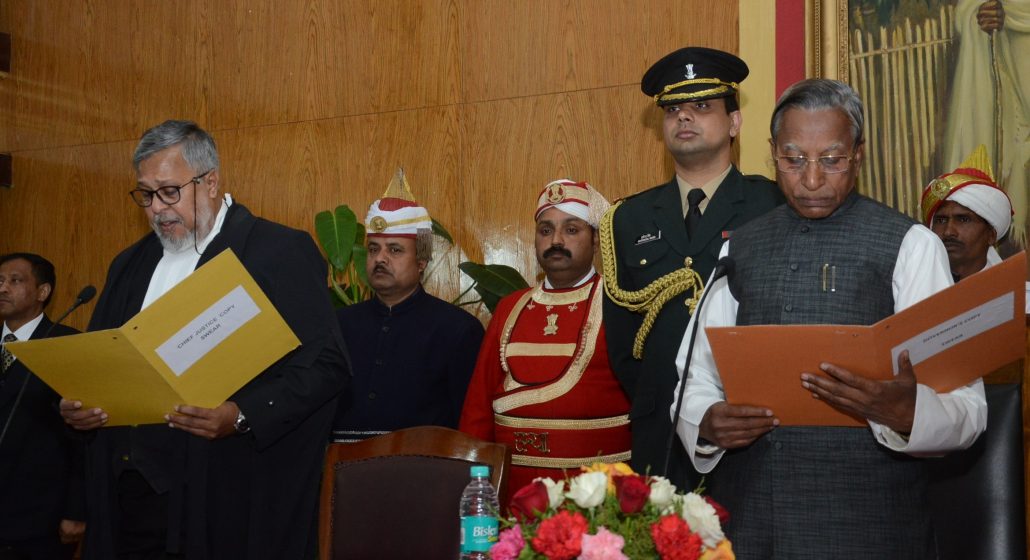 Justice Tarun Agarwala taking oath as Chief Justice of Meghalaya High Court.