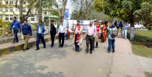 A procession being taken out on the occasion of the convocation of Dibrugarh University.
