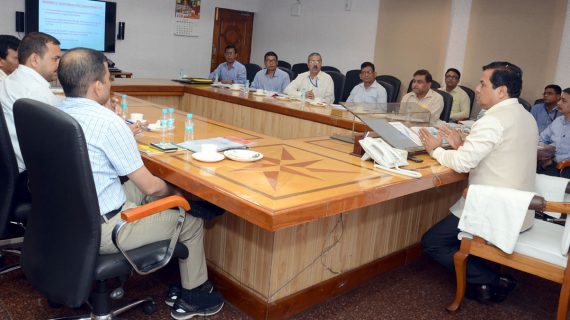 Assam CM Sarbananda SOnowal Chief Minister Sarbananda Sonowal chairing a review meeting of Animal Husbandry and Veterinary Department at the conference room of Chief Minister's office in Janata Bhawan.