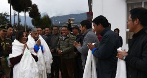 Governoer feliciated outside the Tawang Monastery (1)