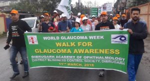 A view of the walk for Galucoma awareness at Dibrugarh.