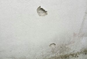 Bullet marks on wall.