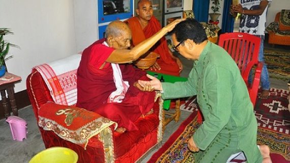 Arunachal Pradesh Deputy CM Chowna Mein paying visit to ailing monks. Northeast Now