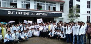 Junior Dotors of SMCH protest outside OPD in Silchar today