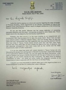 Lal Thanhawla's letter