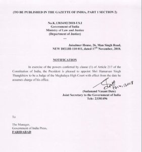 Central Govt notification