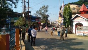 Picketers outside India Club point stopping vehicles for plying on the streets in Silchar on Thursday