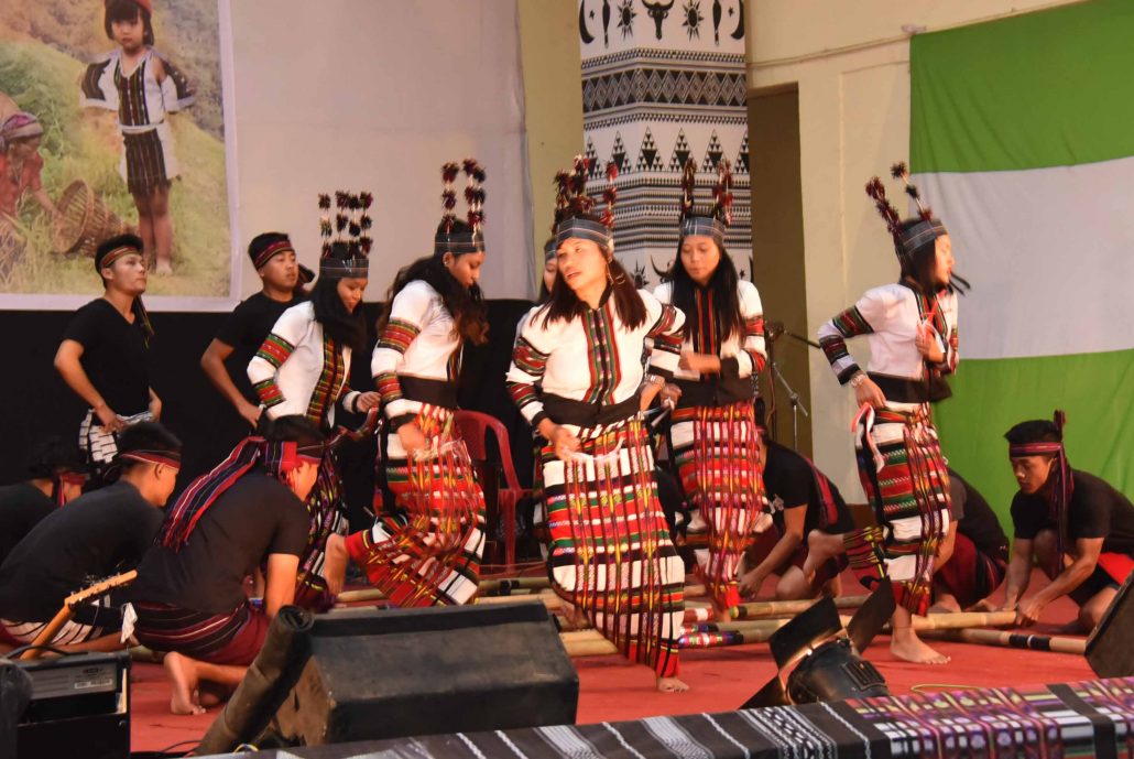 young boys and girls presenting a dance sequence at Sikpui Ruoi Festival of Hmar community in Imphal at Tribal research institute Imphal on wednesday (1)