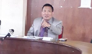 Dimapur deputy commissioner and district election officer Kevekha Kevin Zehol briefing media persons on poll preparedness at his office conference hall on Wednesday.