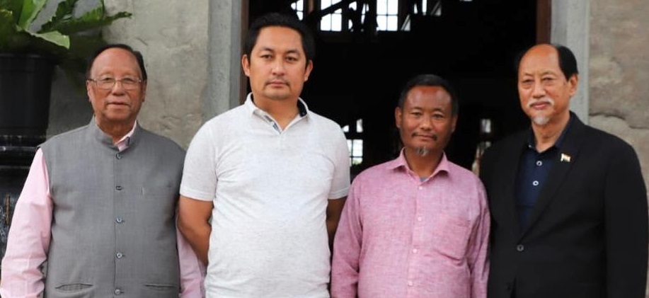 (From left) NDPP president Chingwang Konyak, former NPP MLAs Imnatiba and L. Khumo and chief minister Neiphiu Rio. Image: Northeast Now