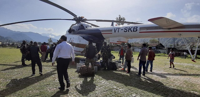 Police officials airlifted