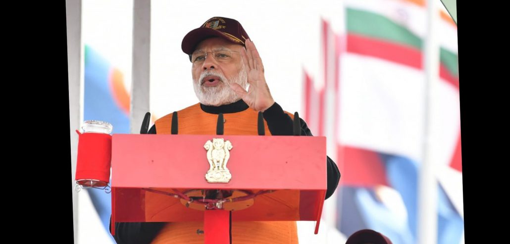 PM Narendra Modi addressing an NCC rally in Delhi on Tuesday. Image credit: @PMO