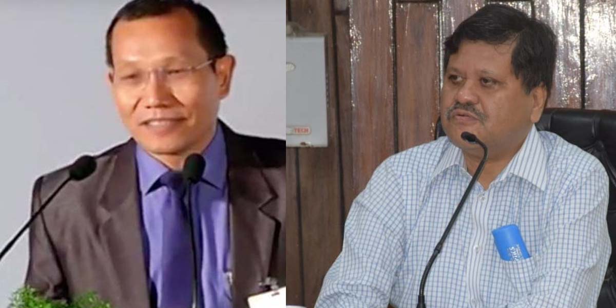 Mizoram chief secretary Lalnunmawia Chuaungo (left) and Assam chief secretary Jishnu Barua