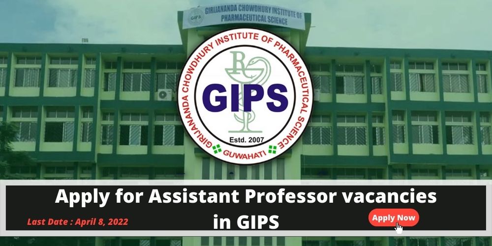 Assam Career Assistant Professor vacancies in GIPS