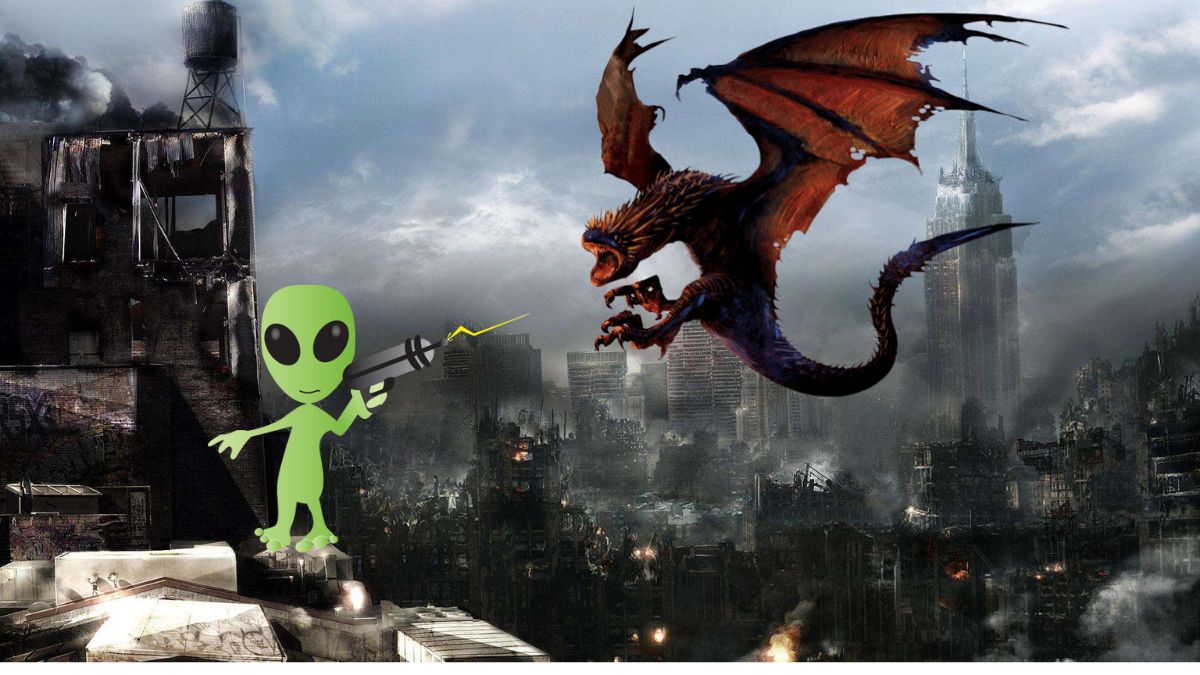 US aliens fighting Chinese Dragons