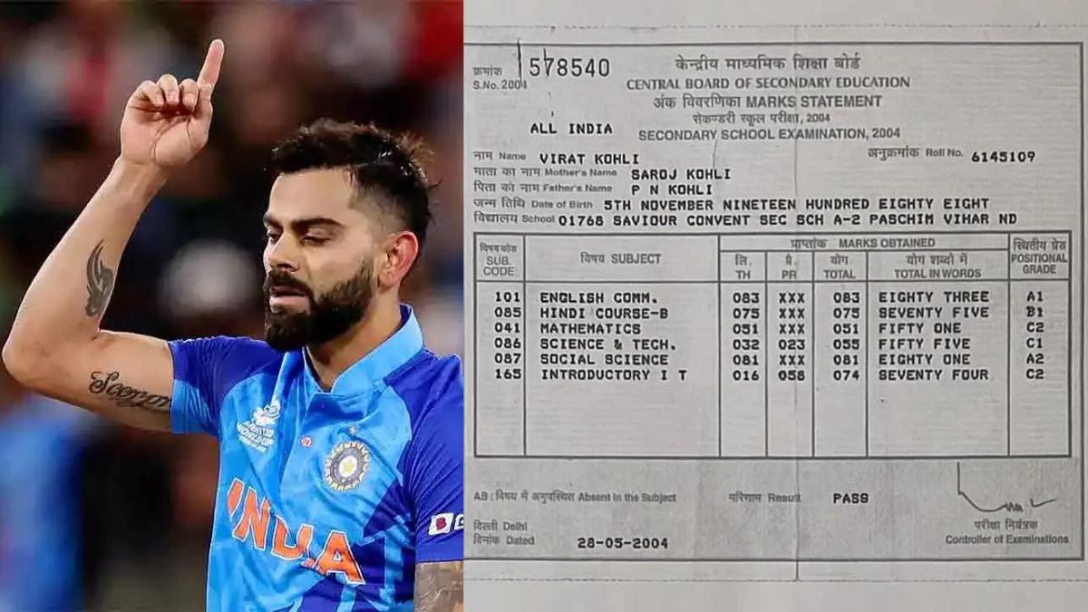 Virat Kohli mark sheet