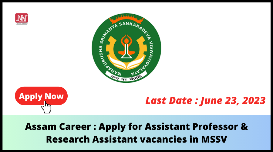 Assam Career : Apply for Assistant Professor & Research Assistant vacancies in MSSV