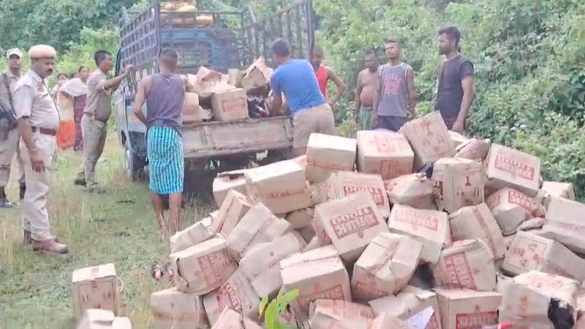 Assam: Massive haul of seized liquor destroyed in Baksa