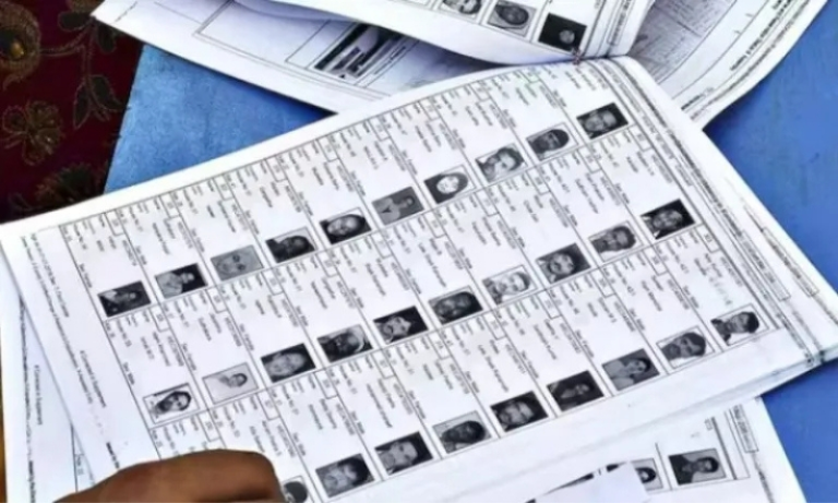 Official documents of the Meghalaya electoral roll laid out for public inspection and verification.